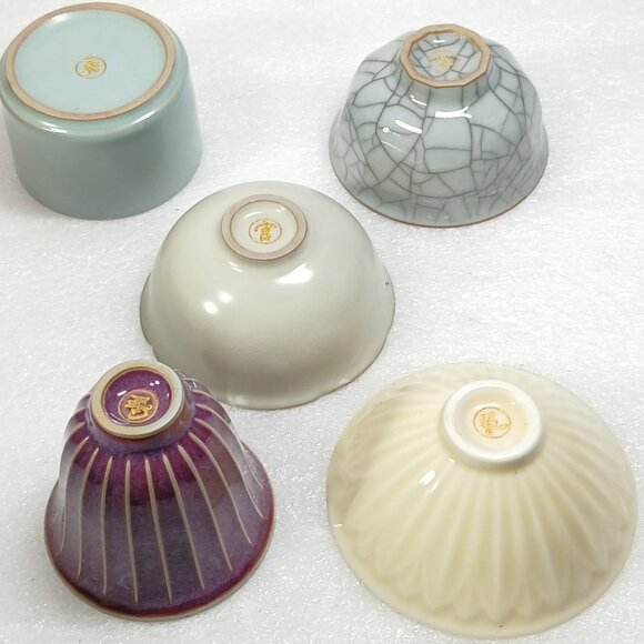 Five Famous Kilns Porcelain Tea Cup Set Chinese Decorative 5pc Gift Box NOB - Picture 12 of 13